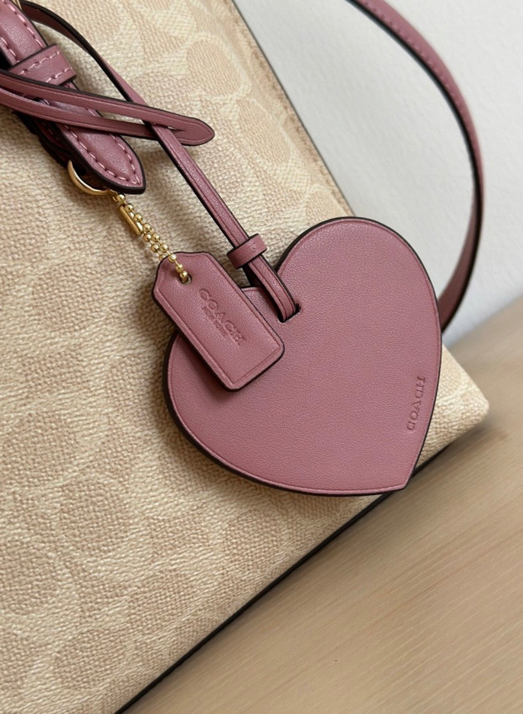 Coach Mollie Tote Bag 25 in Signature Canvas With Heart Charm