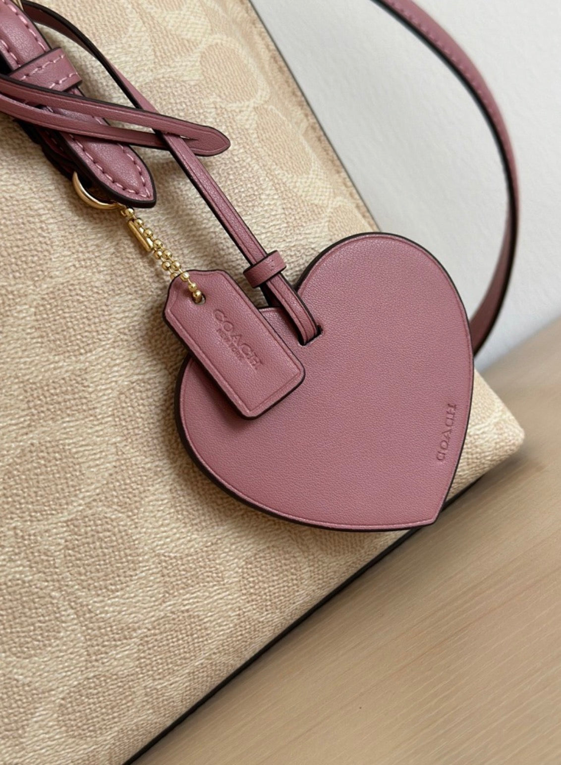 Coach Mollie Tote Bag 25 in Signature Canvas With Heart Charm