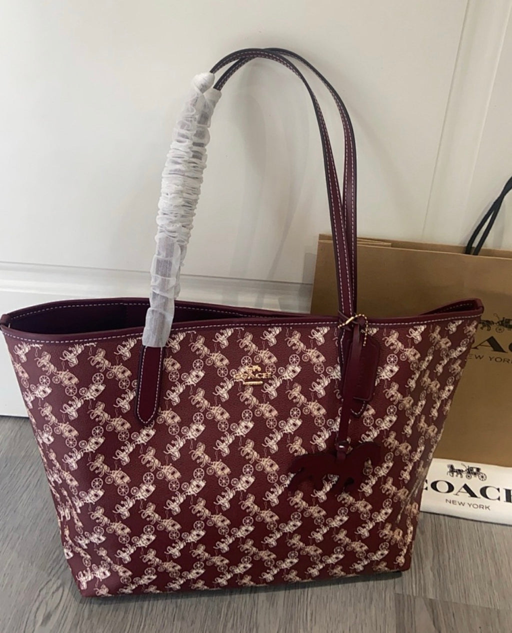 Coach City Tote Bag With Horse And Carriage Print