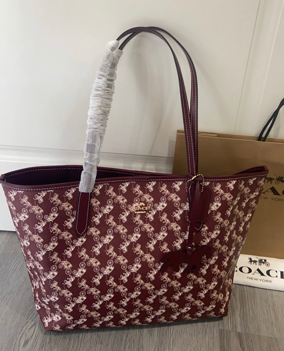 Coach City Tote Bag With Horse And Carriage Print