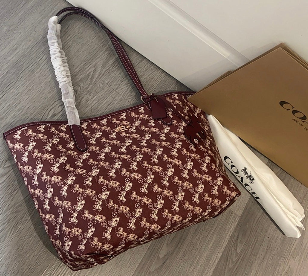 Coach City Tote Bag With Horse And Carriage Print