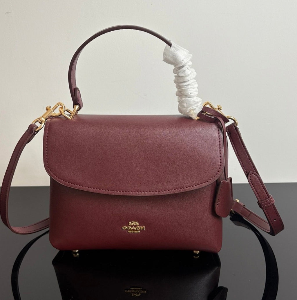 Eather Coach Emory top handle bag with gold hardware