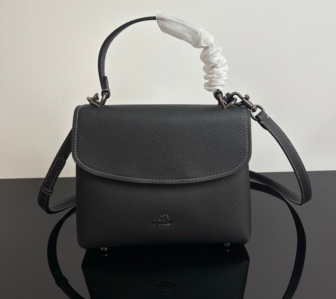 Eather Coach Emory top handle bag with gold hardware