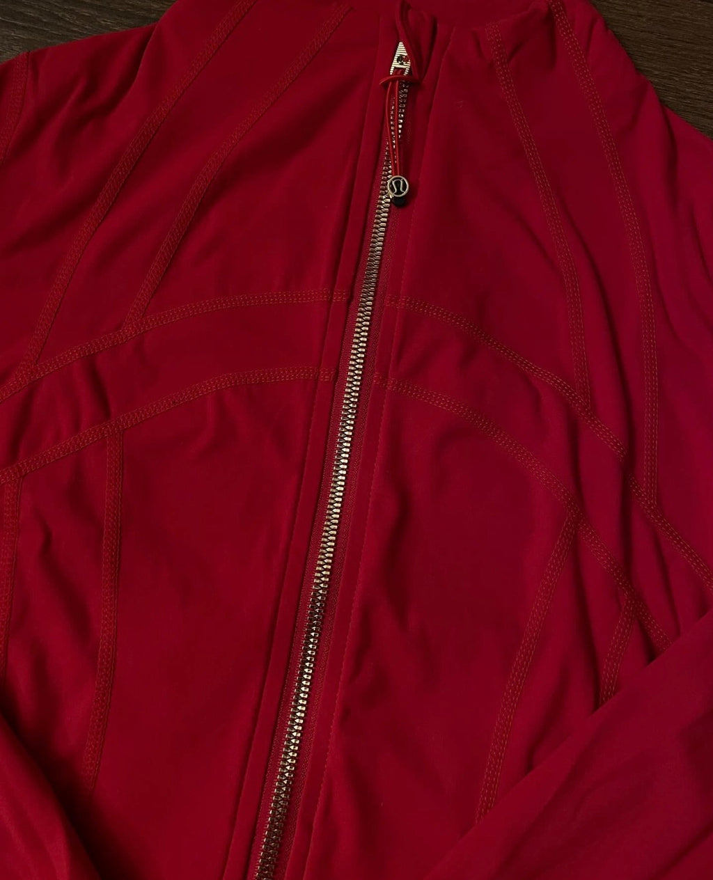 Red lululemon jacket + gold zip